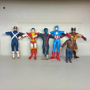 Vintage Lot Set Marvel X-Men Bendable Figures Cyclops Wolverine Bendies